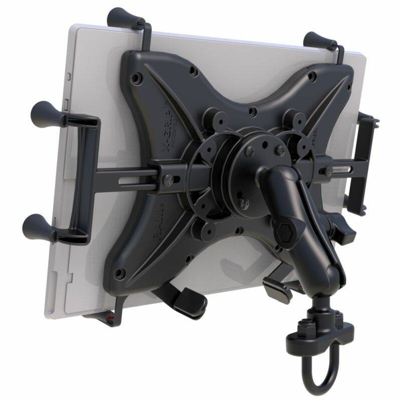 RAM-B-149Z-UN11U RAM® X-Grip® Large Tablet Mount with Handlebar U-Bolt Base from rear