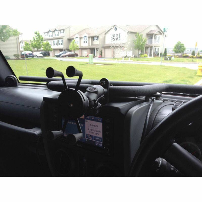 RAM-B-149Z-UN7U RAM® X-Grip® Phone Mount with Handlebar U-Bolt Base - Medium arm - installed on SUV grab handle