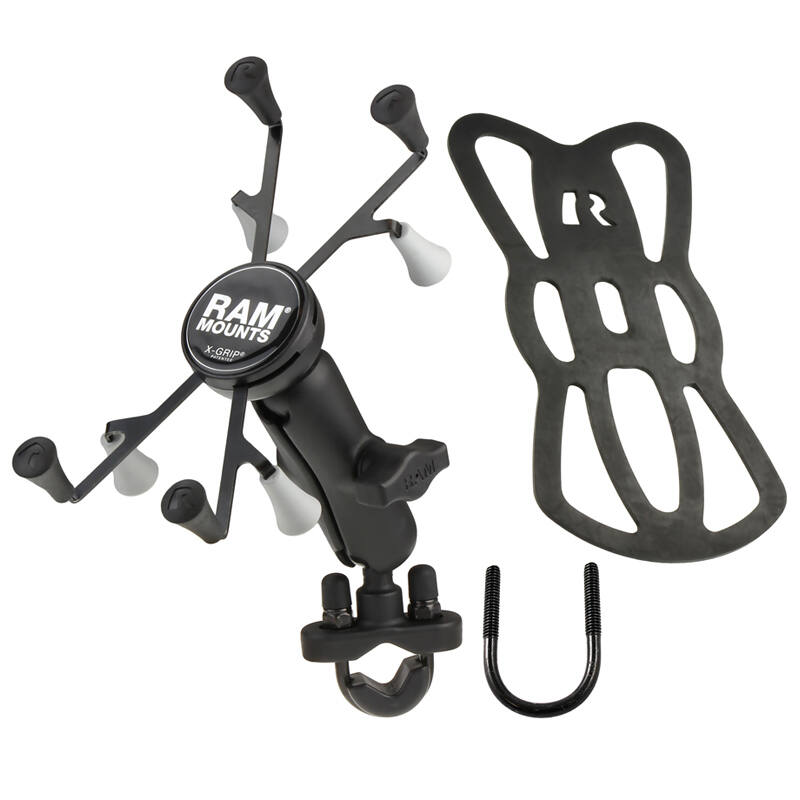 RAM X-Grip Universal Cradle for 7"- 8" Tablets with U-Bolt Handlebar Mount - no tablet showing tether