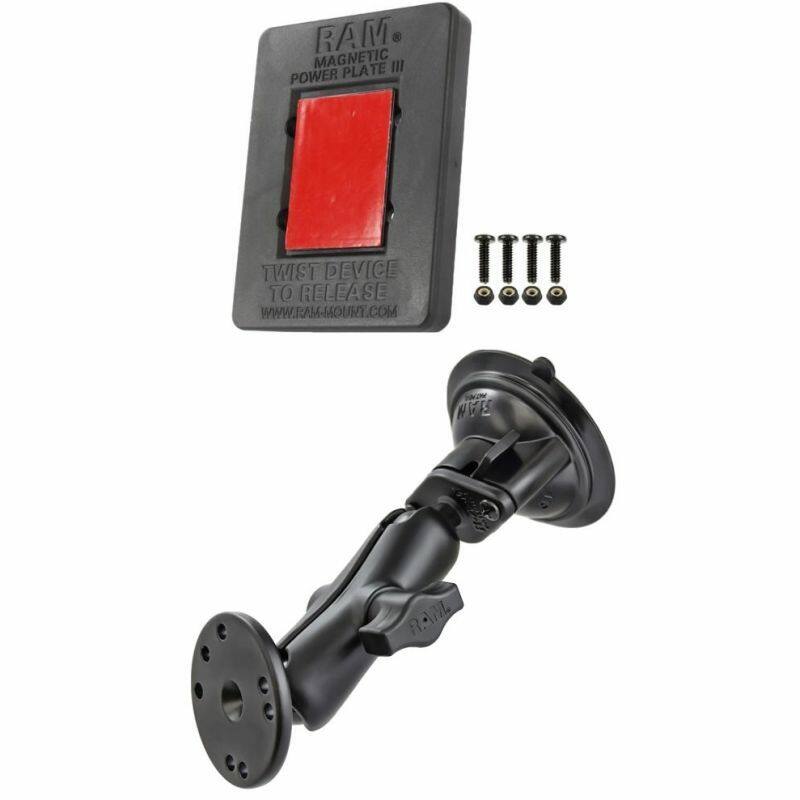 RAM-B-166-300U RAM Radar Detector Plate with a Twist Lock Suction Cup with Double Socket Arm