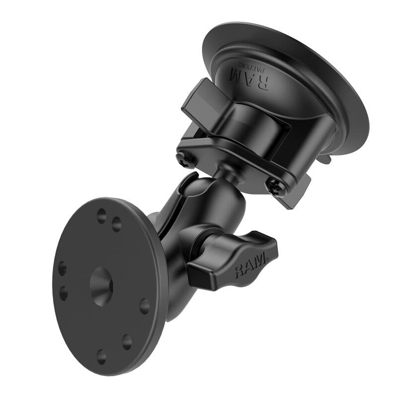 RAM-B-166-A-202U RAM® Twist-Lock™ Suction Cup Double Ball Mount with Round Plate