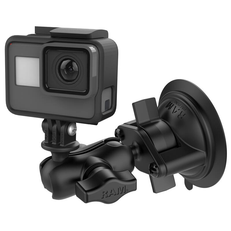 RAM-B-166-A-GOP1U RAM® Twist-Lock™ Suction Cup Mount with Action Camera Adapter - Short Arm