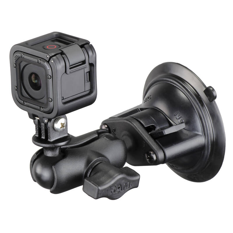 RAM-B-166-A-GOP1U RAM® Twist-Lock™ Suction Cup Mount with Action Camera Adapter - Short Arm