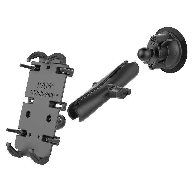 RAM-B-166-C-PD4U RAM® Quick-Grip™ XL Phone Mount with RAM® Twist-Lock™ Suction Cup (Long Arm) showing components