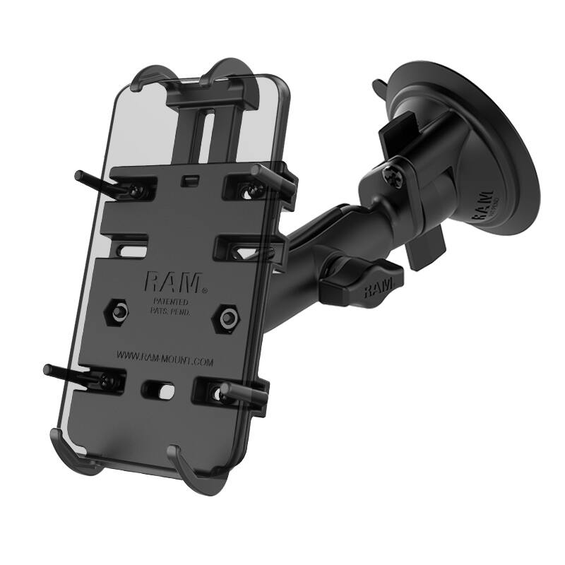 RAM-B-166-PD3 Twist-Lock™ Suction Cup Mount with Quick-Grip™ Spring Loaded Phone Holder