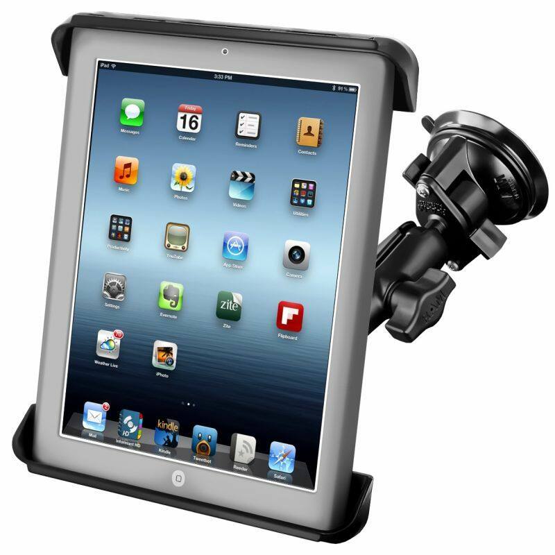 RAM-B-166-TAB-LGU Tab-Tite™ Cradle for 10" Screen Tablets including the Apple iPad 1-4 with LifeProof nüüd Cases & Lifedge Cases with Suction Cup Base