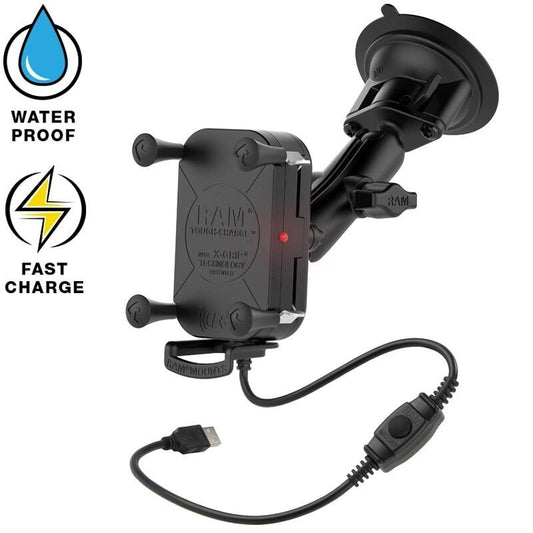 RAM-B-166-UN12W RAM® Tough-Charge™ 15W Wireless Charging Suction Cup Mount