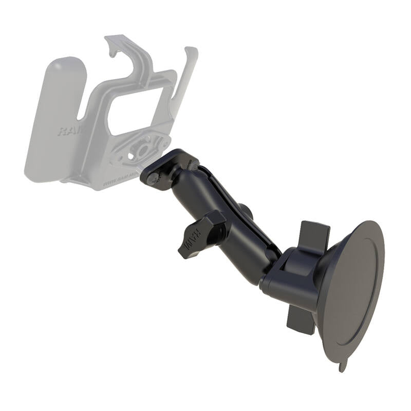 RAM-B-166U RAM® Twist-Lock™ Suction Cup Double Ball Mount - Medium Arm