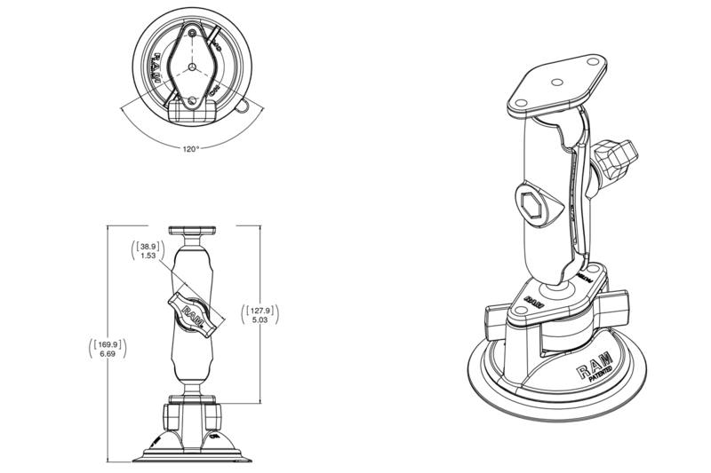 RAM X-Grip Universal Phablet Cradle with Suction Cup Mount (composite)