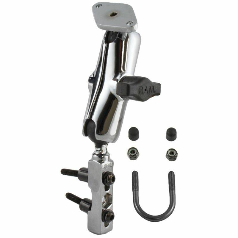 RAM-B-174CHU Chrome Combination Brake/Clutch Clamp/Reservoir or U-Bolt Mount with Diamond Base Adapter