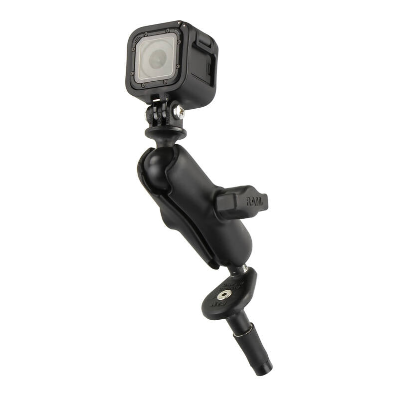RAM-B-176-GOP1U RAM® Motorcycle Fork Stem Mount with Universal Action Camera Adaptor with camera