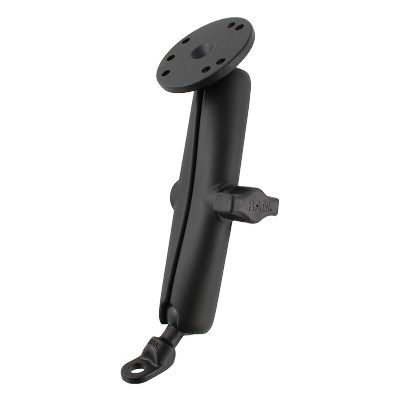RAM-B-180-C-202U RAM® Double Ball Mount with 9mm Angled Bolt Head Adapter and Round Plate - Long Arm