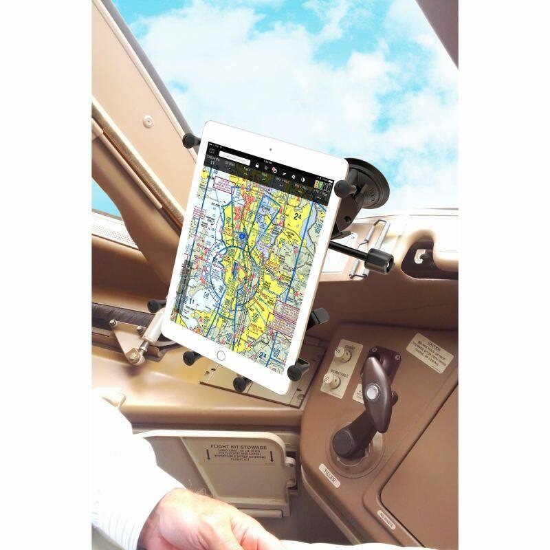 RAM-B-189-UN9-ALA1-KRU RAM® X-Grip® with Dual Suction for 9"-10" Tablets - Inset Plate - with tablet in aircraft