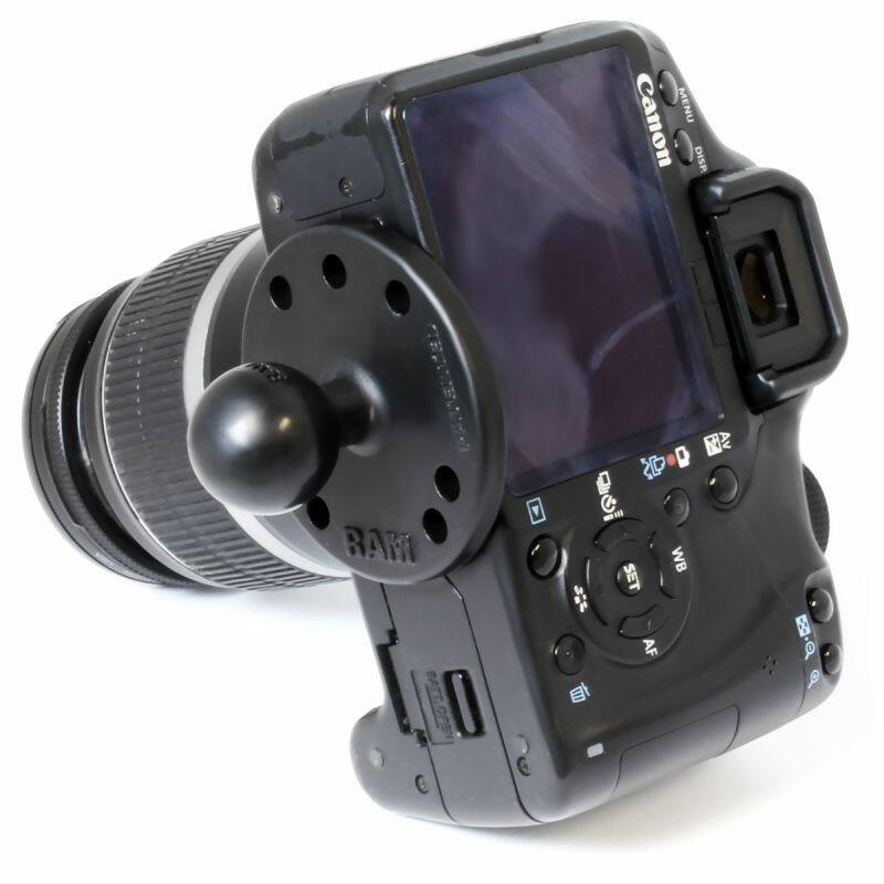 RAM-B-202AU RAM® Ball Adaptor with Round Plate and 1/4"-20 Threaded Stud - B Size on camera
