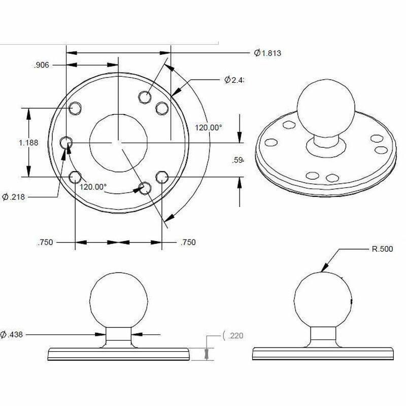 ram-b-202u round plate dimensions and hole patterns