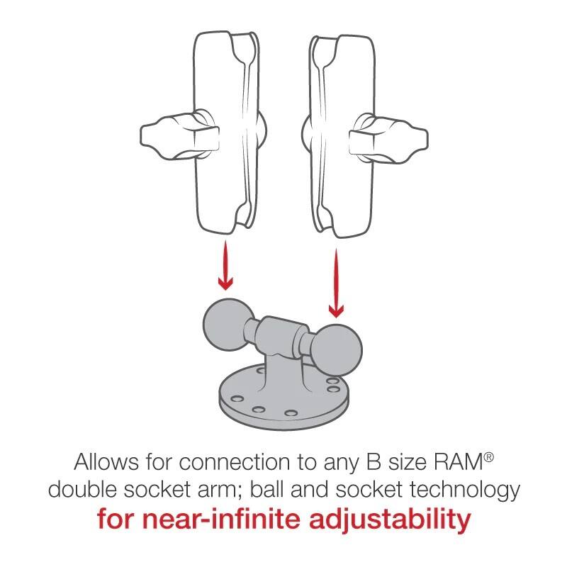 RAM-B-217U RAM® Double Ball Adaptor with Round Base
