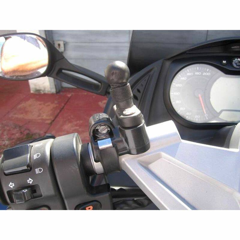 RAM-B-231Z-2U RAM Rail Base with Strap & 1" Ball on motorcycle handlebars