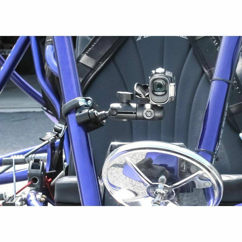 RAM-B-231Z-2U RAM Rail Base with Zinc Coated U-Bolt, ATV / UTV Strap installed on ultralight with action camera
