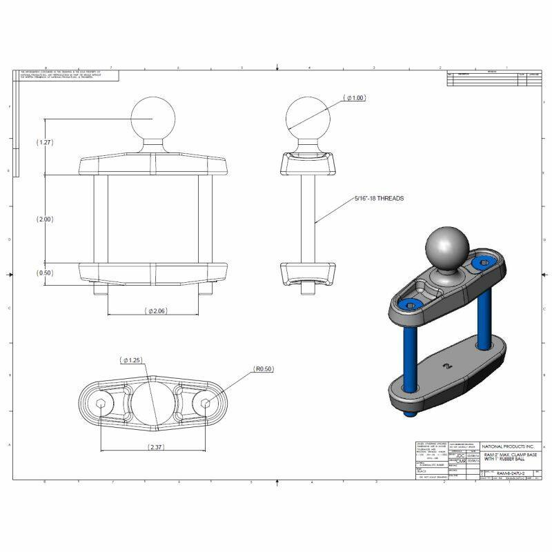 RAM Clamp Base - Square 50mm Post clamp with B Series Ball