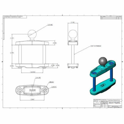 RAM Clamp Base - Square 64mm Post clamp with B Series Ball