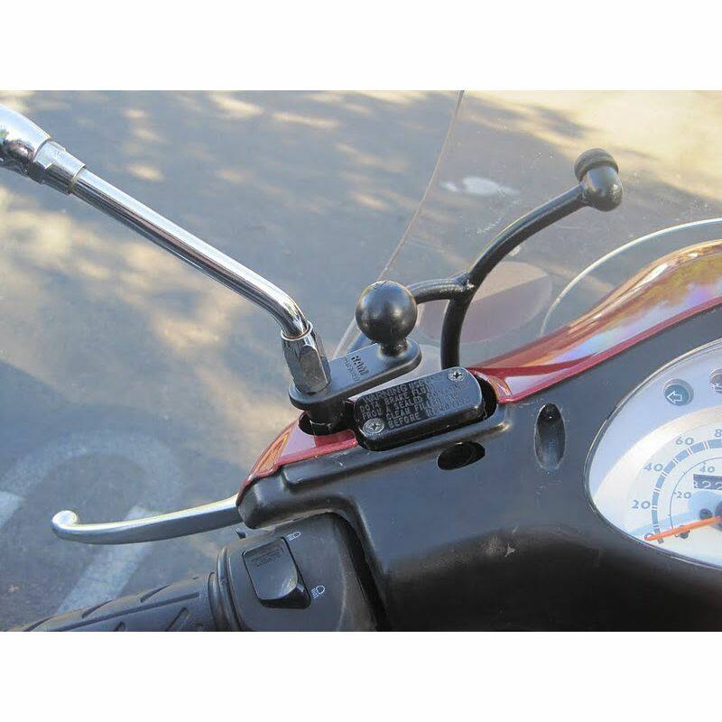 RAM-B-252U RAM® 11mm Bolt Head Adaptor Ball Base installed on scooter mirror post