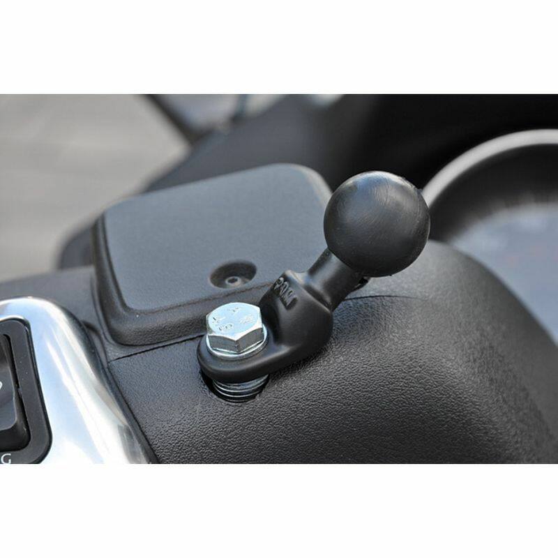 RAM Motorcycle Mirror Post Base with Short Arm and Round Plate
