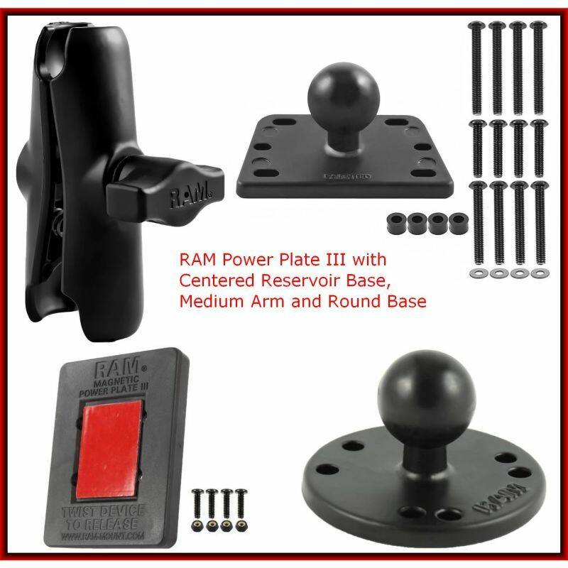 RAM-B-300-345-202-201U RAM Magnetic Power Plate™ III with Centered Reservoir Cover Base Mount - components