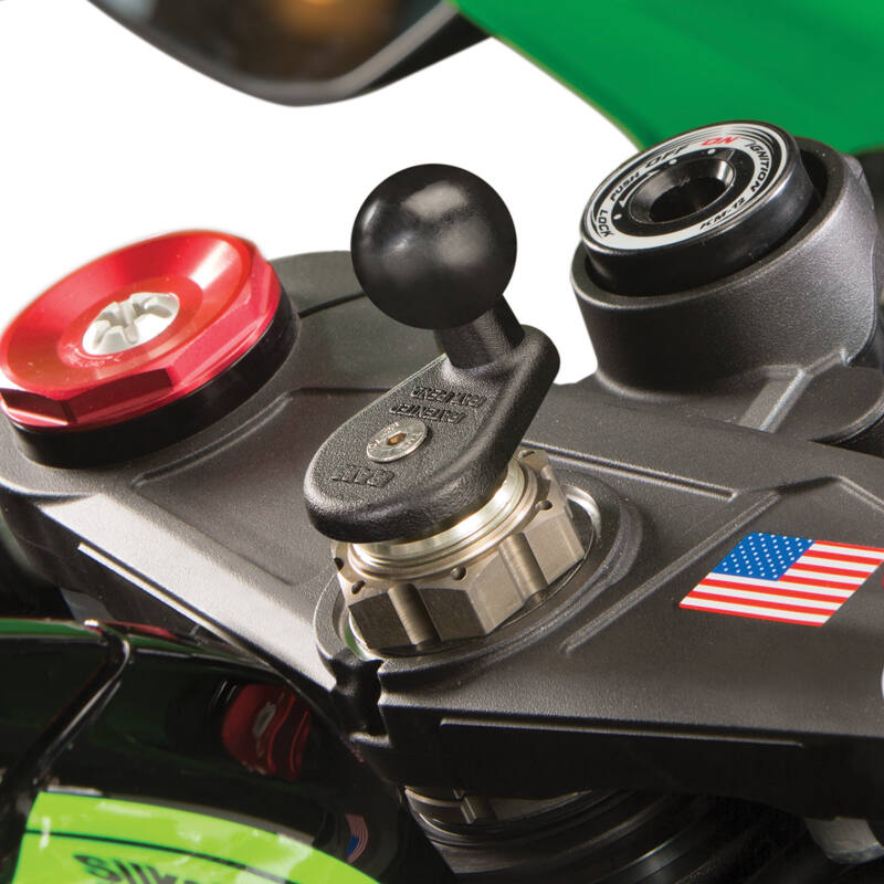 RAM-B-342U RAM® Motorcycle Fork Stem Ball Base installed