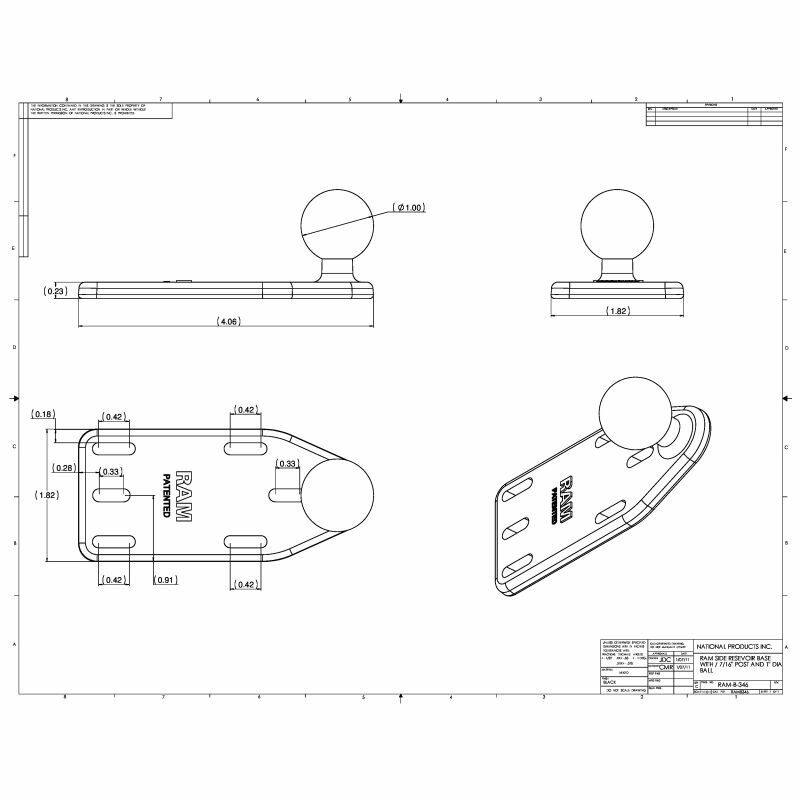 ram-b-346u dimensions and hole pattern