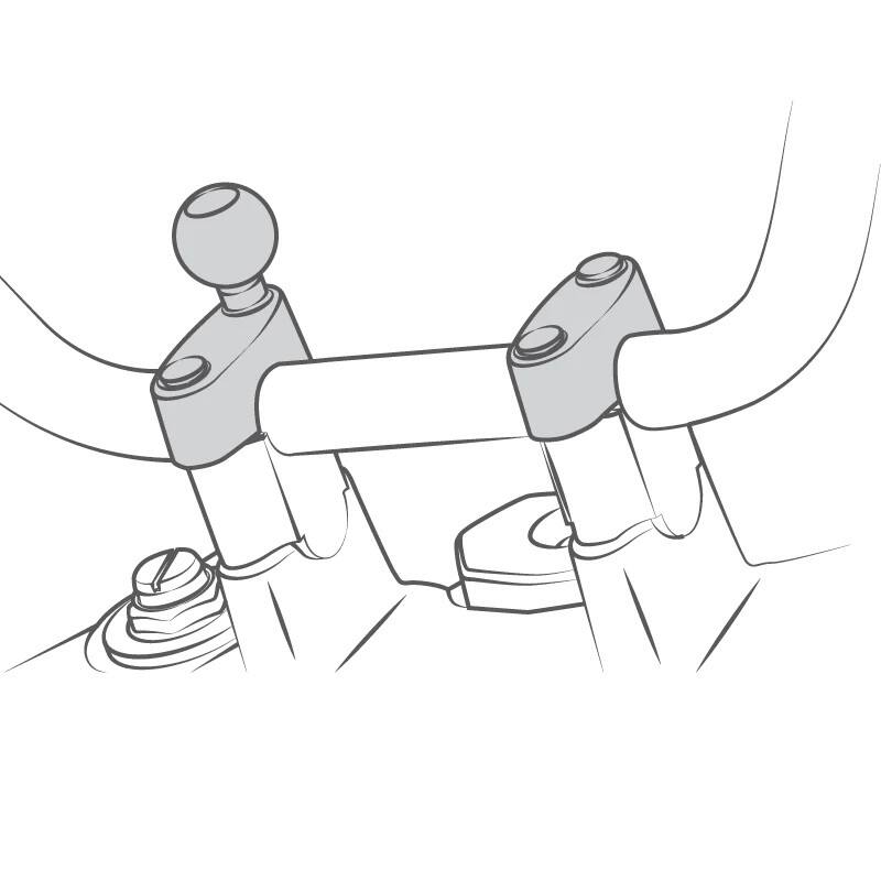 RAM Motorcycle Handlebar Clamp Base - with M8 Screws - B Series (1" Ball)