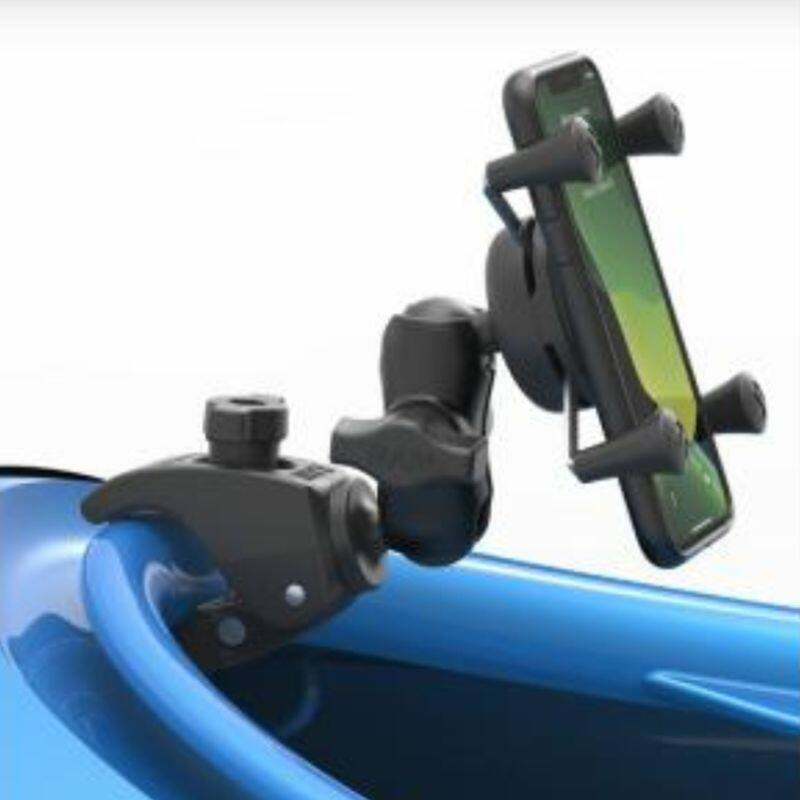RAM-B-400-A-HOL-UN7BU RAM® X-Grip® Large Phone Mount with Tough-Claw™ Small Clamp Base - Short arm installed
