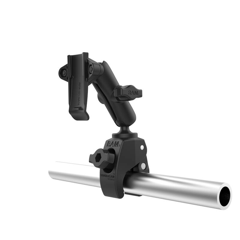 RAM-B-400-GA76U RAM® Tough-Claw™ Small Clamp Mount with Garmin Spine Clip Holder on bars