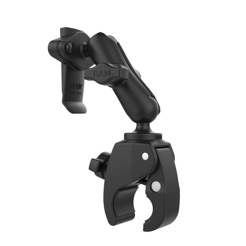 RAM-B-400-GA76U RAM® Tough-Claw™ Small Clamp Mount with Garmin Spine Clip Holder from rear