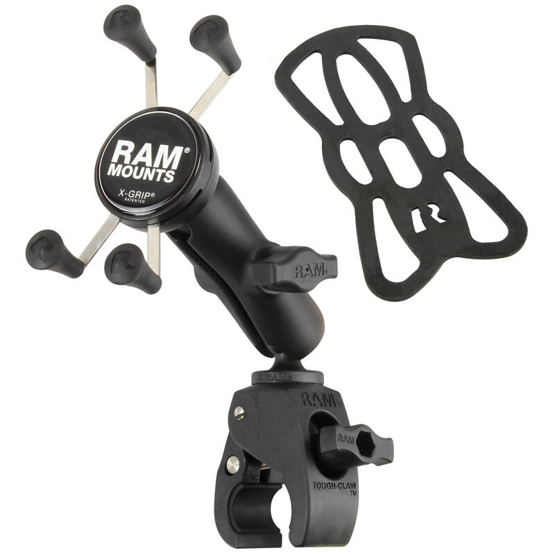 RAM-B-400-HOL-UN7BU RAM® X-Grip® Phone Mount with RAM® Tough-Claw™ Small Clamp Base with tether