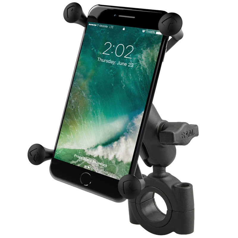 RAM-B-408-112-15-A-UN10 RAM® X-Grip® Large Phone Mount with RAM® Torque™ Large Rail Base and short arm.