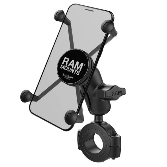RAM-B-408-112-15-A-UN10 RAM® X-Grip® Large Phone Mount with RAM® Torque™ Large Rail Base and short arm.