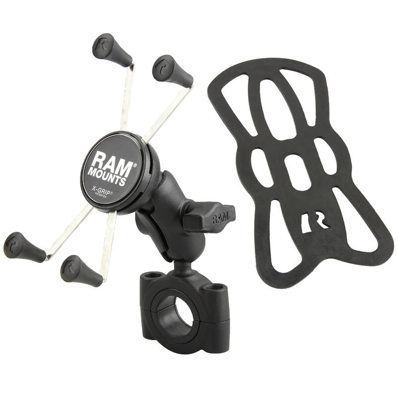 RAM-B-408-112-15-A-UN10 RAM® X-Grip® Large Phone Mount with RAM® Torque™ Large Rail Base and short arm with tether
