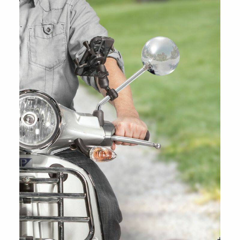 RAM-B-408-37-62-A-UN7U RAM® X-Grip® Phone Mount with RAM® Torque™ Small Rail Base - Short Arm on scooter