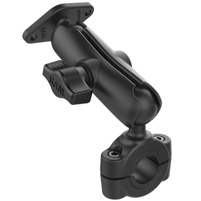 RAM-B-408-75-1-238U RAM® Torque™ Medium Rail Double Ball Mount with Diamond Plate from rear