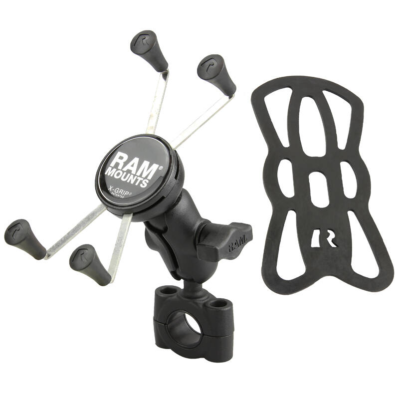 RAM-B-408-75-1-A-UN10 RAM® X-Grip® Large Phone Mount with RAM® Torque™ Rail Base - Short Arm - with tether