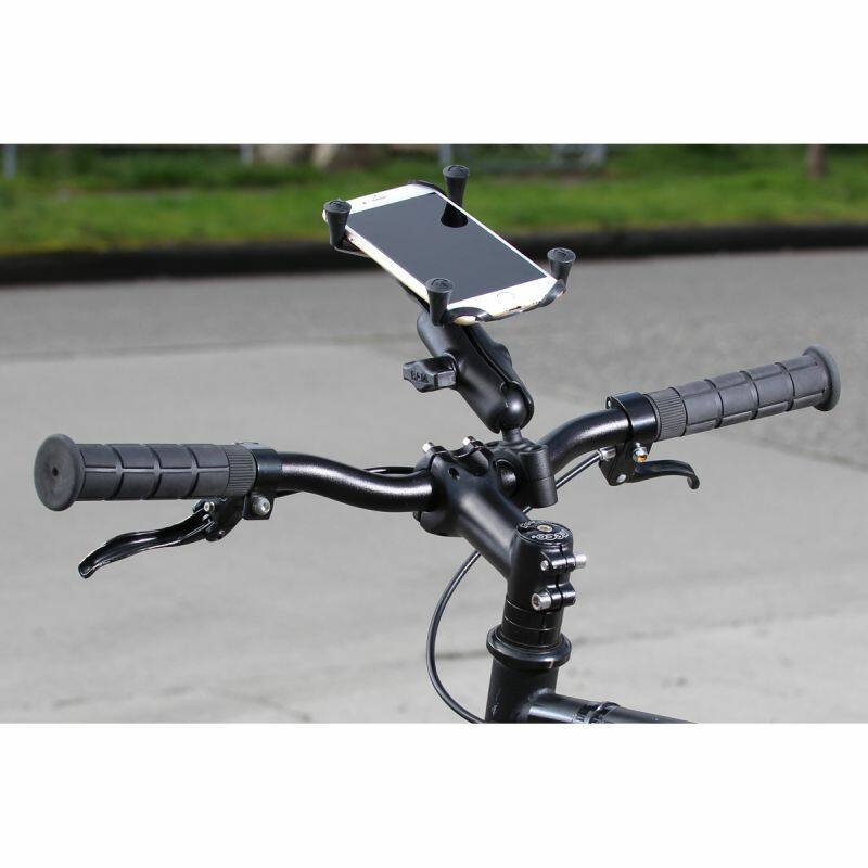 RAM-B-408-75-1-UN10U RAM® X-Grip® Large Phone Mount with Medium RAM® Torque™ Rail Base on bicycle