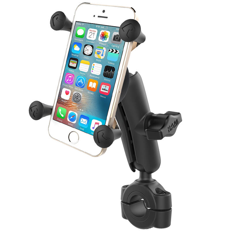 RAM-B-408-75-1-UN7U RAM® X-Grip® Phone Mount with RAM® Torque™ Medium Rail Base - Medium Arm with iPhone