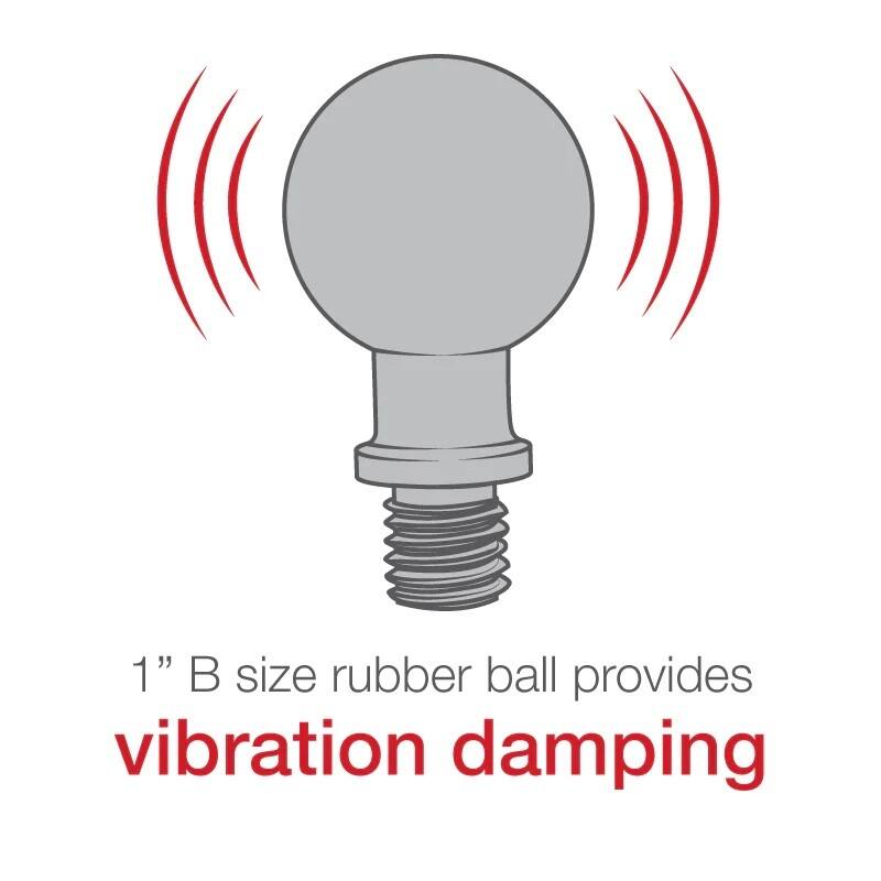 RAM 1" B Series rubber ball provides vibration damping
