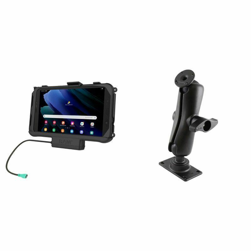 RAM-D-101-202-25-SAM60PU RAM® EZ-Roll'r™ Powered Cradle for Samsung Galaxy Tab Active 3 and Active 2 with D Series Drill Down Base