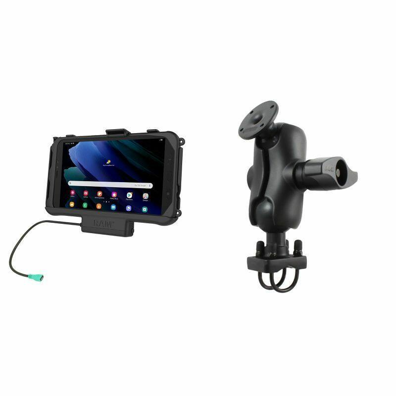 RAM-D-101-C-235-SAM60PU RAM® EZ-Roll'r™ Powered Cradle for Samsung Galaxy Tab Active 3 and Active 2 with D Series Rail Base - Short Arm