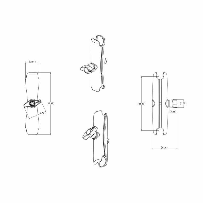 RAM-D-201U-E RAM® Long arm dimensions