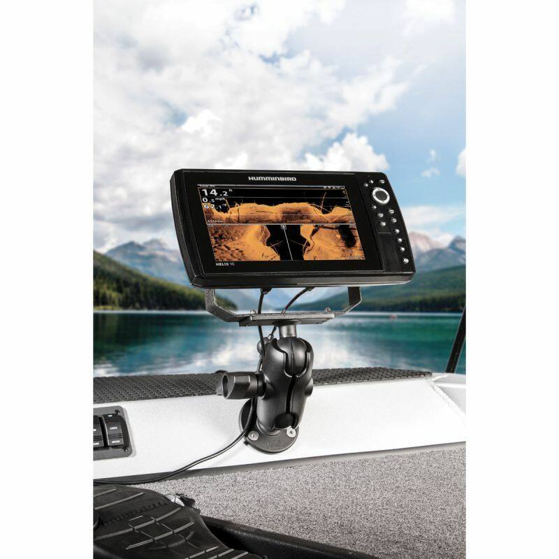 RAM-D-202-25-C-202U RAM® Drill-Down Ball Mount for Humminbird Helix 8-10 & XPLORE Series with device on boat