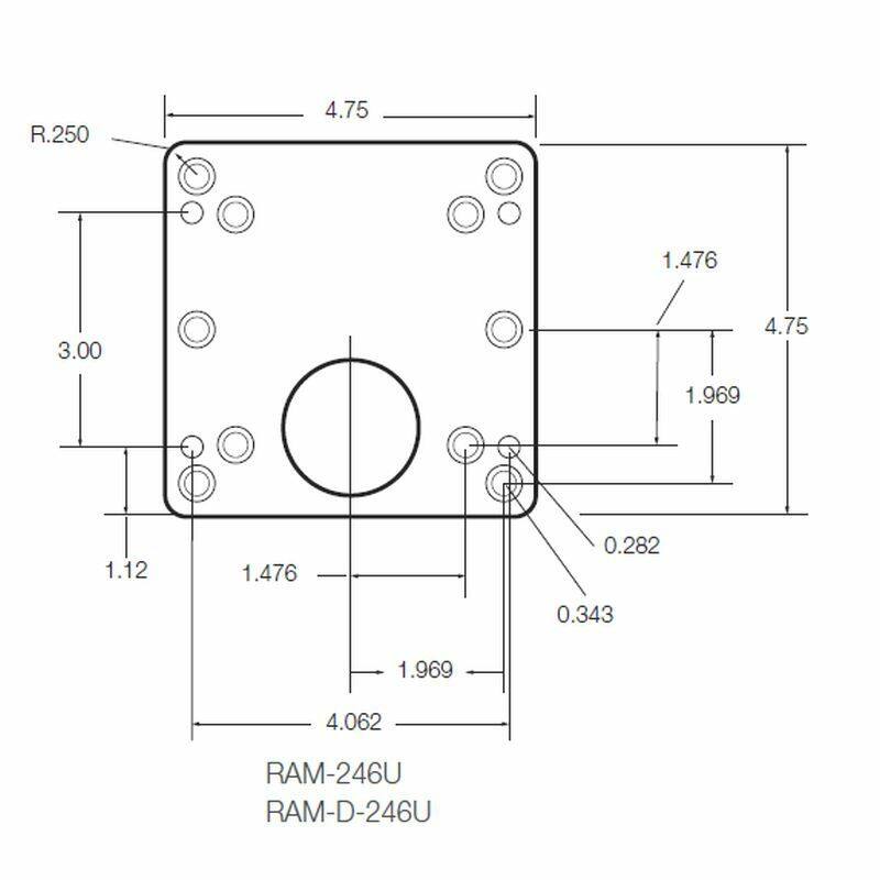 RAM-D-246U 120.7mm (4.75") Square VESA Plate hole patterns