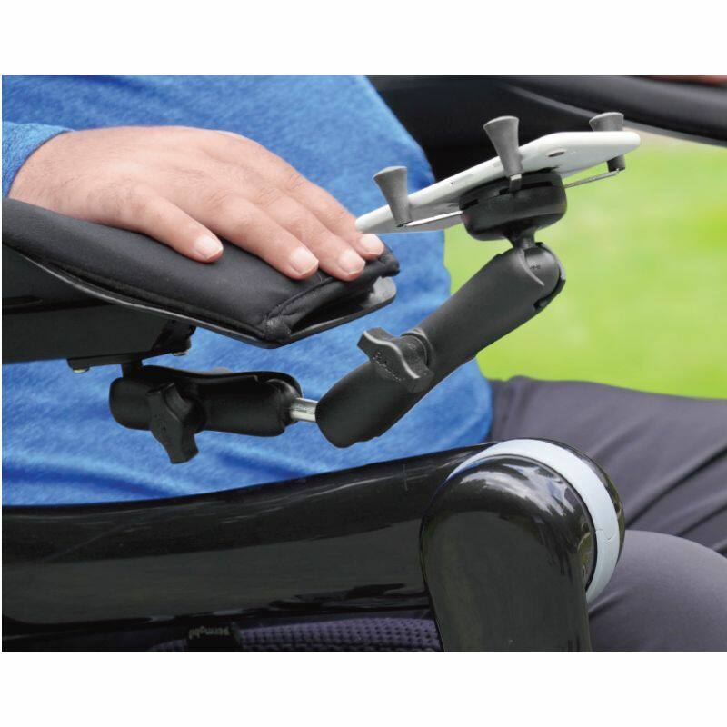 RAM-B-238-WCT-2-UN7 RAM® X-Grip® Phone Mount for Wheelchair Armrests with phone