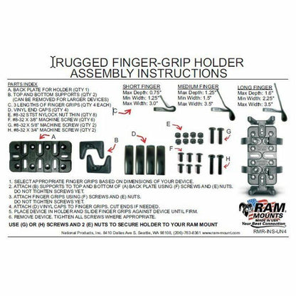RAM Finger Grip - Universal Phone / Radio Cradle with Fork Stem Motorcycle Base